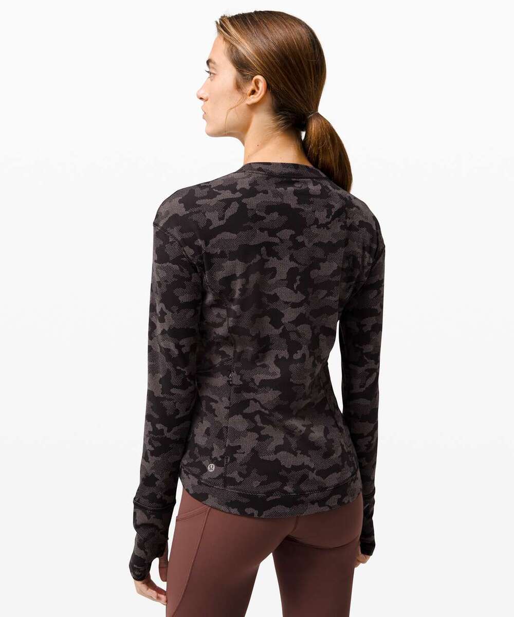 Lululemon Close to Crossing Long Sleeve Rulu Size 4 Camo Black Grey Layer
